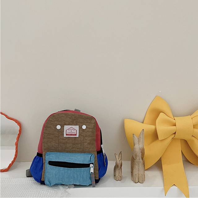 (Small Blue) Kids Chic Canvas Backpack Fashionable Design With Multiple Pockets For Organization