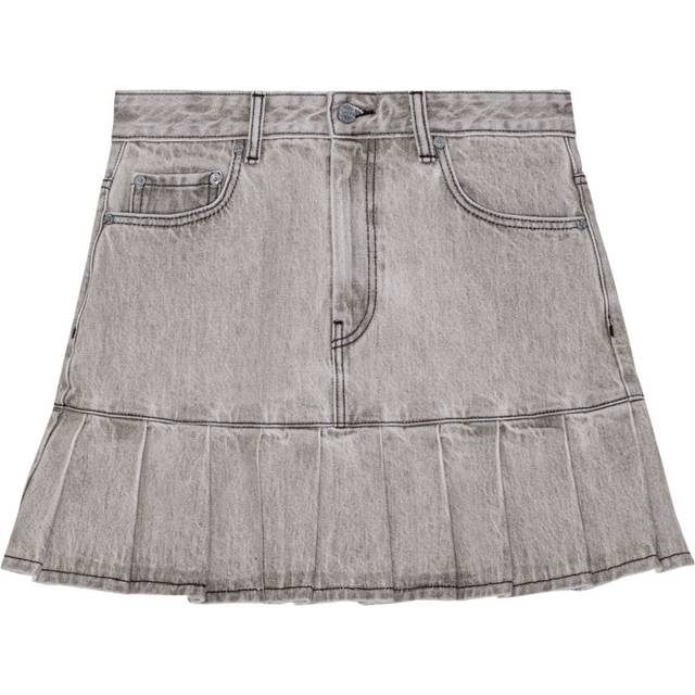 GANNI - Future denim pleated mini skirt - women - Organic Cotton/Viscose - 38 - Grey