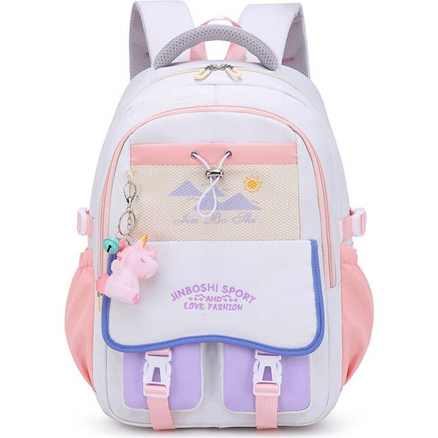 (Beige Pink) School Lightweight Chic Backpack Versatile Large Capacity For Middle School And College Students