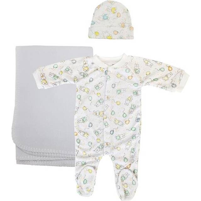 Bambini NC-0963S Girls Newborn Baby 3 Piece Layette Sets, White & Pink