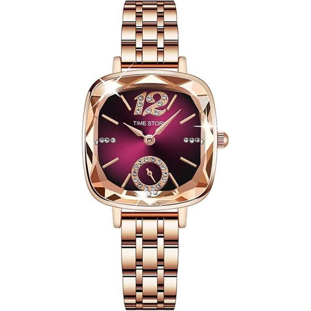 VEANXIN Luxury Womens Wrist Watches Rose Gold Stainless Steel Watch for Ladies Quartz Watches Female Rhinestone Diamond Small Cute Face Temperament