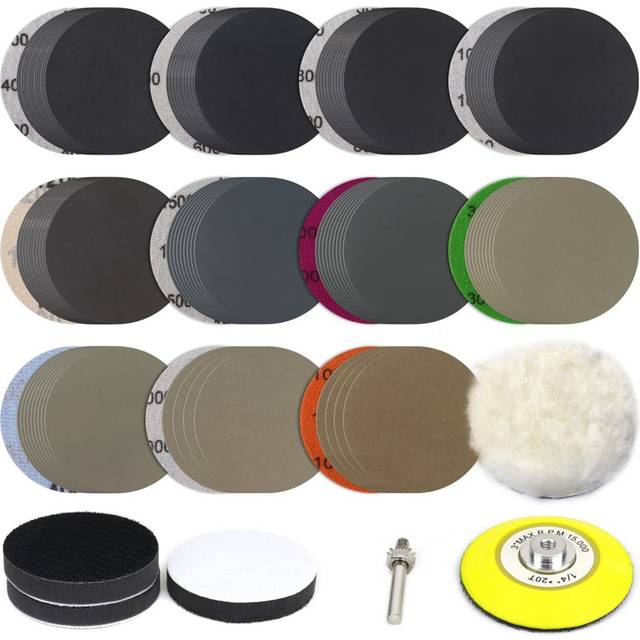 150 PCS 3 Inch Sanding Discs Silicon Carbide 400-10000 Grits Wet/Dry Hook and Loop Sandpaper for Drill Grinder