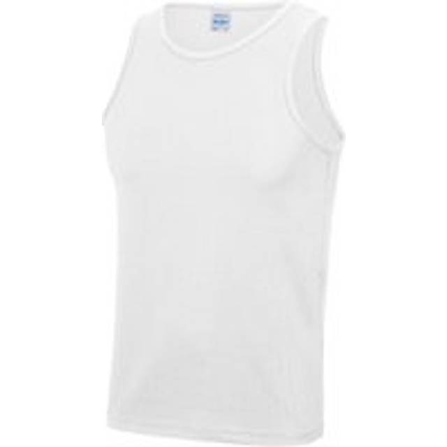 (S, Arctic White) Just Cool Mens Sports Gym Plain Tank / Vest Top