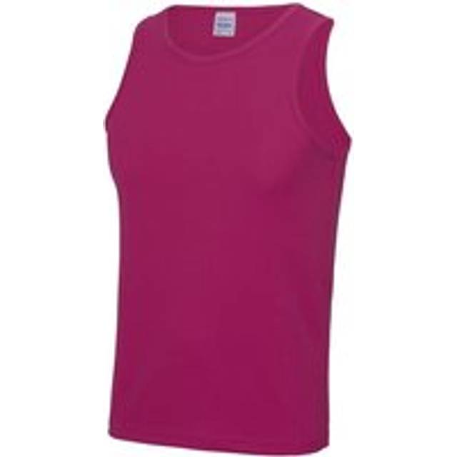 (M, Hot Pink) Just Cool Mens Sports Gym Plain Tank / Vest Top