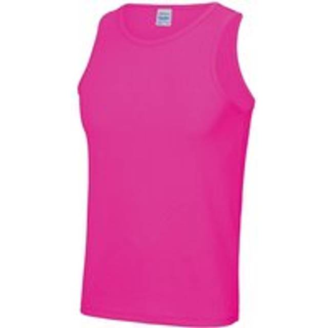 (S, Electric Pink) AWDis Just Cool Mens Sports Gym Plain Tank / Vest Top