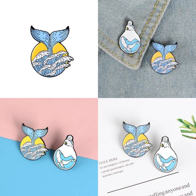 Whale Creative Design Alloy Brooch Cute Animal Badge Charming Lightbulb Shape For All