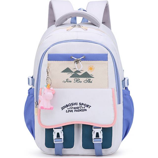 (Beige Purple) School Lightweight Chic Backpack Versatile Large Capacity For Middle School And College Students