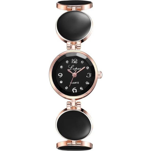 (Rose Glod Black) Brand Watch Relogio Feminino Watchs for Women Fashion Classic Round Dial