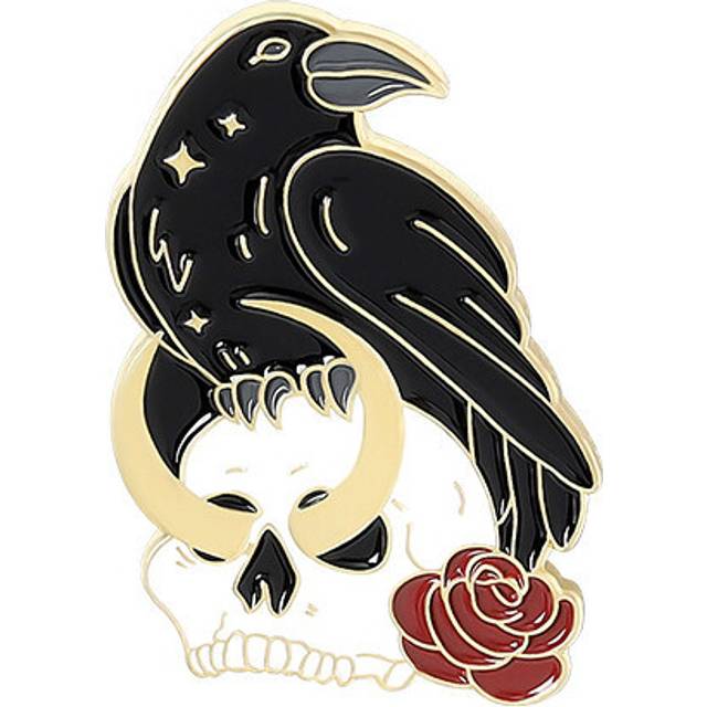 (XZ3247) Black Elegant Bird Brooch Stunning Rose Flower Crow Enamel Pin For Fashion Enthusiasts