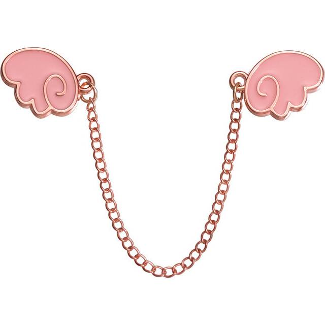 (XZ9377) Whimsical Eye Shape Brooch With Vibrant Pink Wings Contemporary Alloy Accessory For Apparel