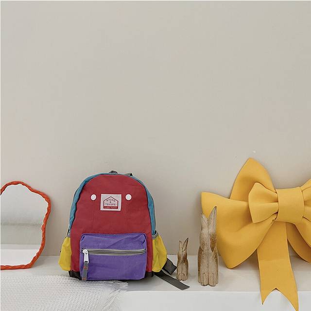 (Small Purple) Kids Chic Canvas Backpack Fashionable Design With Multiple Pockets For Organization