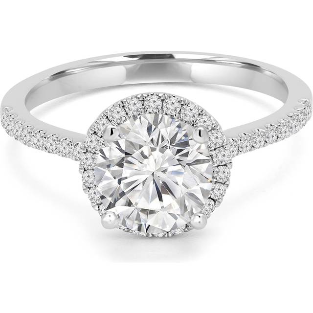 Majesty Diamonds MD240258-P 1.5 CTW Round Lab Created Diamond Cathedral Halo Engagement Ring with Accents in 14K White Gold - Size 4 to 9