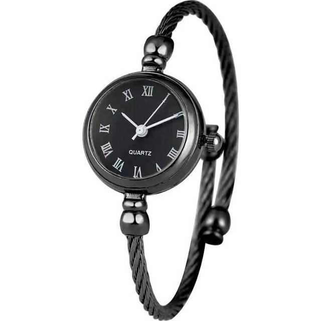 (roman numerals black) Unique Women Watch Little Smooth Dial Top Luxury Silver Slim Strap Korean