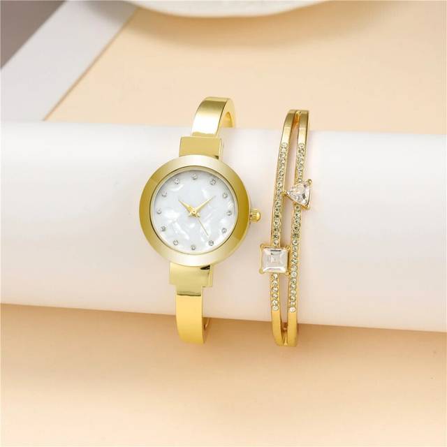 (Gold add bracelet) Luxury Ladies Brands Watches Shellface Simple With Diamonds Women Quartz