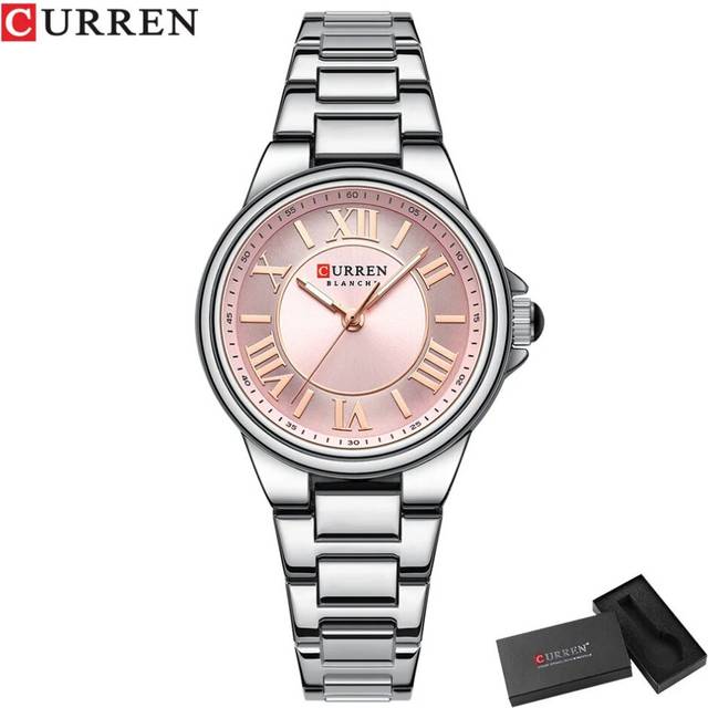 (silver pink box) CURREN Watch For Women Roman numerals Dial Watches Ladies Quartz Wristwatch