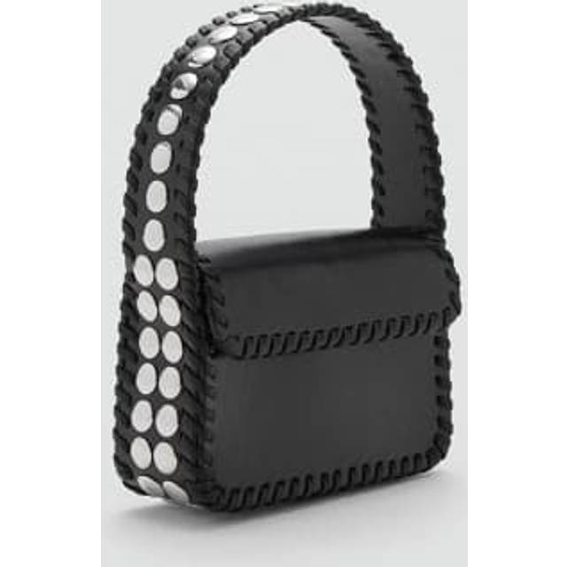 Mango Baby Tonal Stitch Studded Flapover Bag, Black