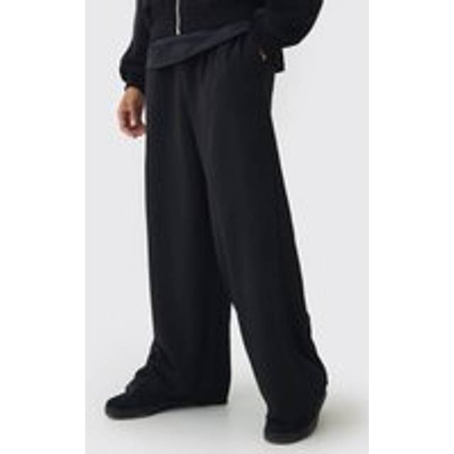 Extreme Wide Leg Raw Edge Loopback Jogger - Black - XL