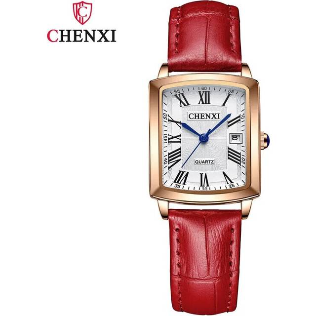 (red) Fashion Square Ladies Dress Wristwatch Elegant Casual Quartz Clock With - Red