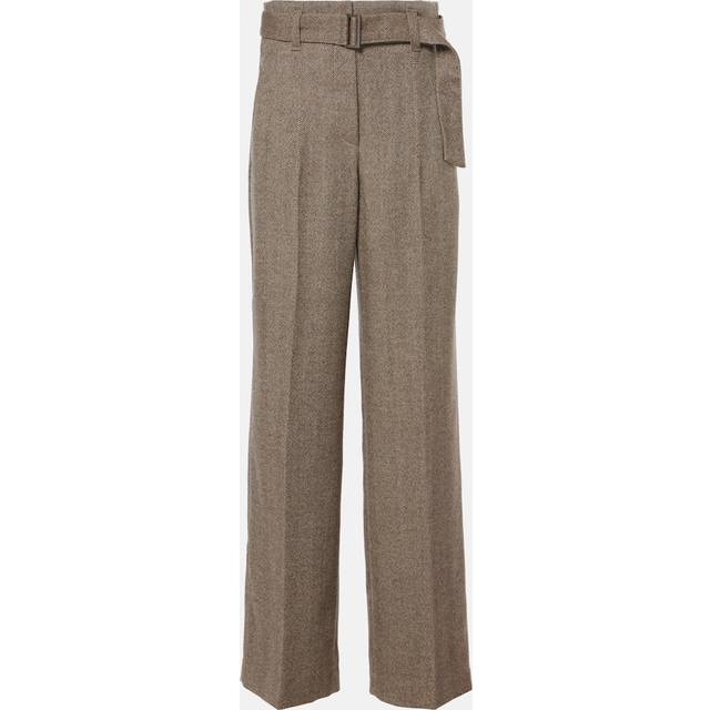 Brunello Cucinelli Herringbone wool-blend wide-leg pants - brown (UK 12)