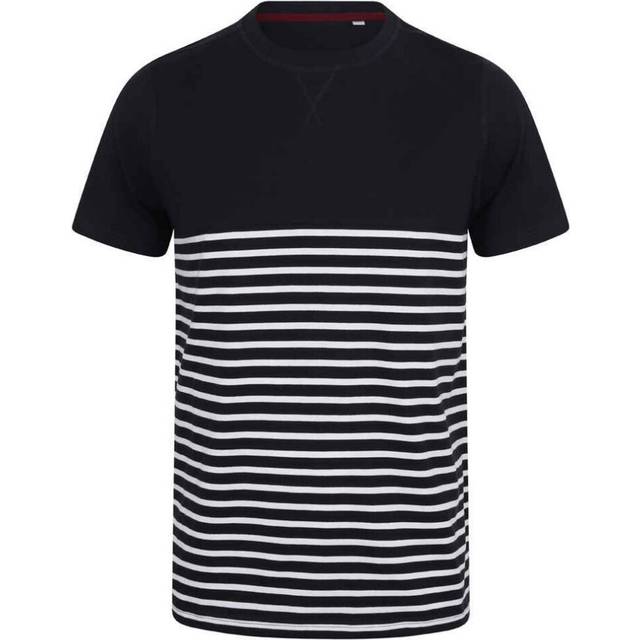(XXL, Navy/White) Front Row Adults Unisex Breton Striped T-Shirt