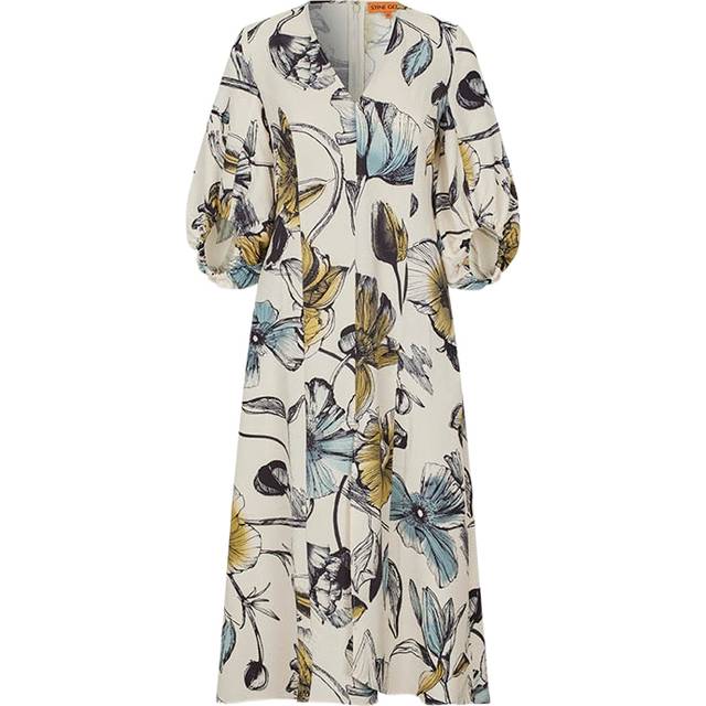 Stine Goya Floral-Print Crepe Midi Dress - XL - White