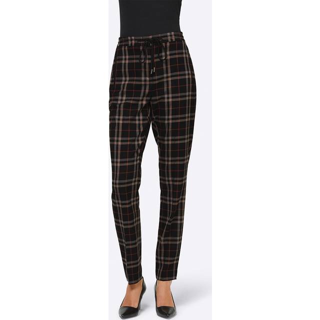 Heine Check Straight Leg Trousers - Black Check