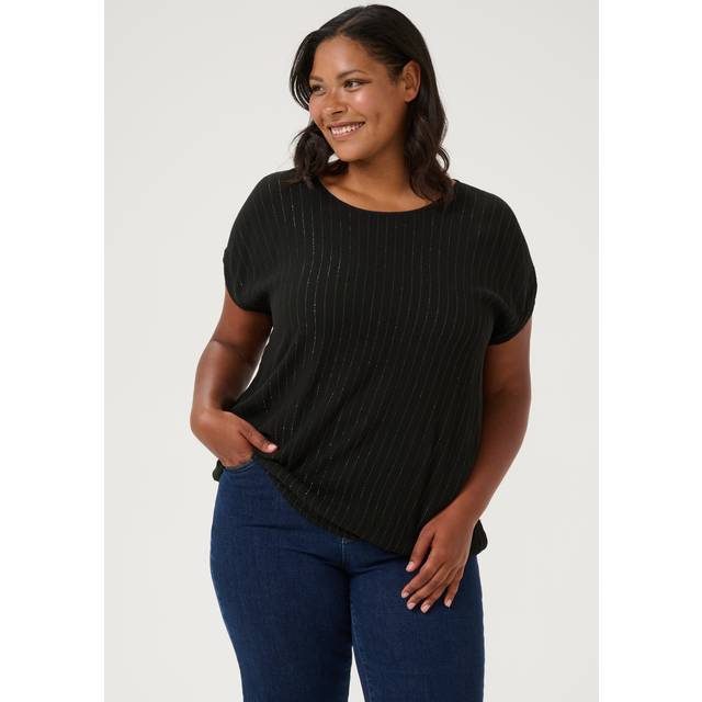 Kaffe Curve Kclio Stanley SS Dam Kortärmade Blusar Stl. 54 - Från Magasin - Black Deep (54)
