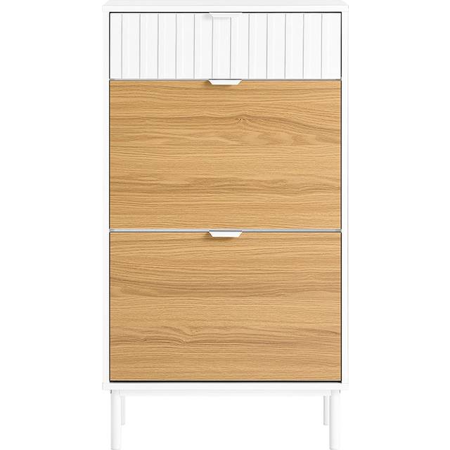 2 Flip-drawers 1 Pull Out Drawer Shoe Cabinet Shoe Storage Cupboard,FSR174-WN - Sobuy