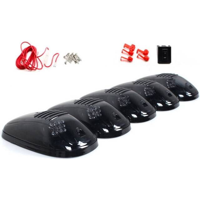 Smoked 5Pcs 12 LED Cab Roof Running Marker Lights Truck SUV Off Road Set