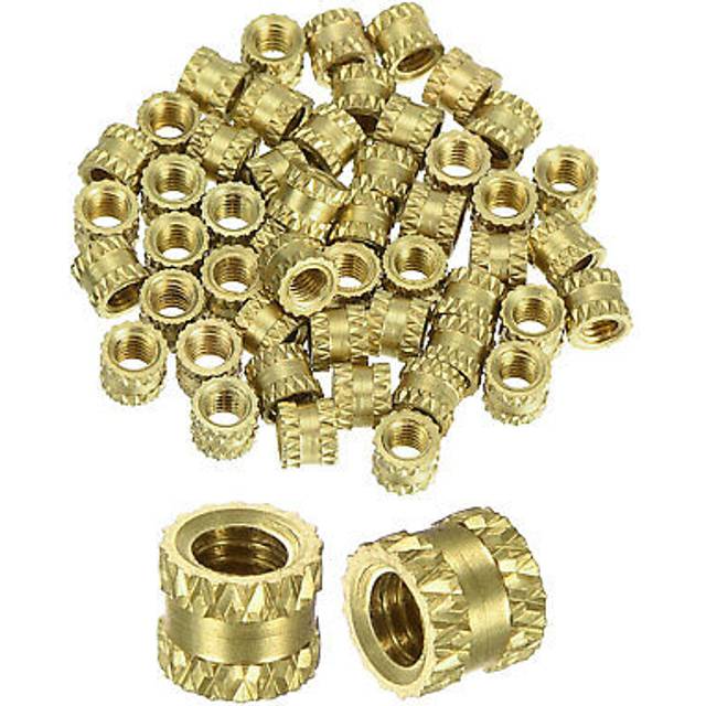 50pcs knurled insert nuts, m3x3.7mm(l)x4.5mm(od) brass female threaded inserts