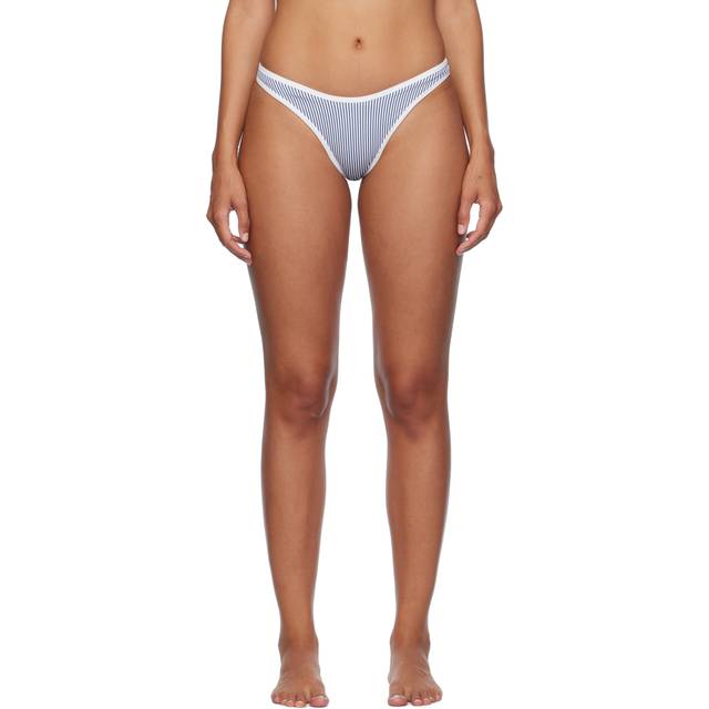 Frankies Bikinis Blue & White Dove Striped Classic Bikini Bottom - Ocean Stripe - XS