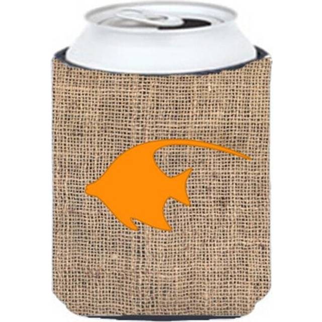 Fish - Angel Fish Burlap and Orange Can or Bottle  Hugger