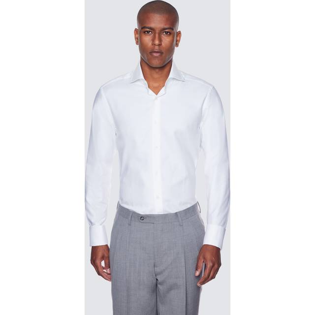 Hawes & Curtis White Twill Slim Shirt | High Collar | Double Cuff Size: XS