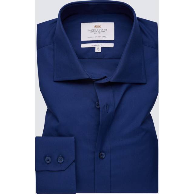 Hawes & Curtis Navy Poplin Classic Shirt Size: 16" collar, 36" sleeve