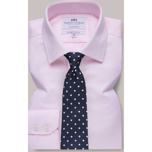 Hawes & Curtis Slim Fit Pink Herringbone Non-Iron Shirt Size: 18" collar, 37" sleeve