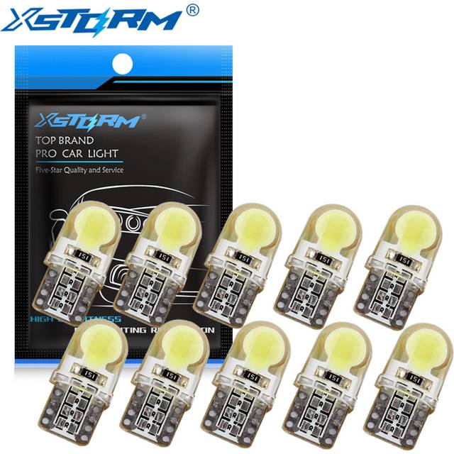10Pcs Auto T10 Pure White 194 W5W 168 COB 8-SMD Silica LED Super Bright