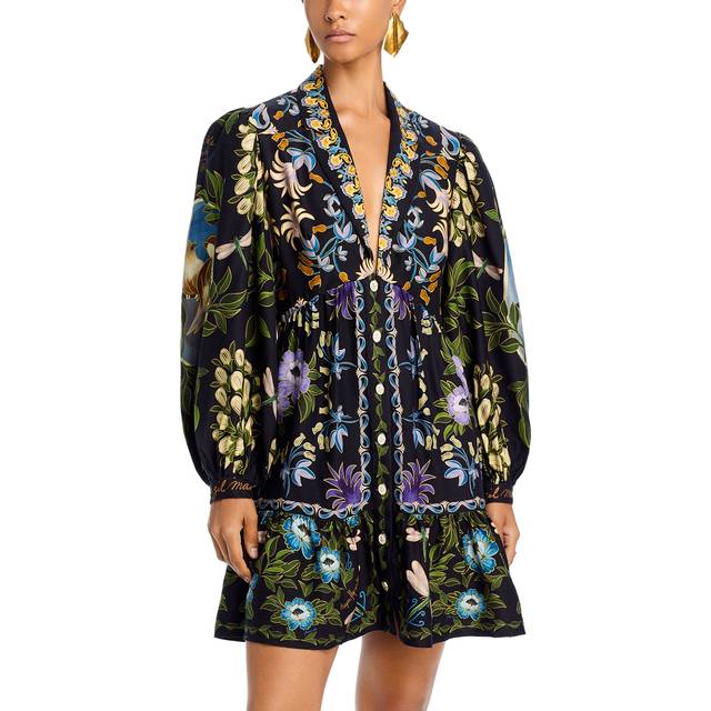Black Winter Garden Mini Dress Long Sleeves, WINTER GARDEN BLACK / XS
