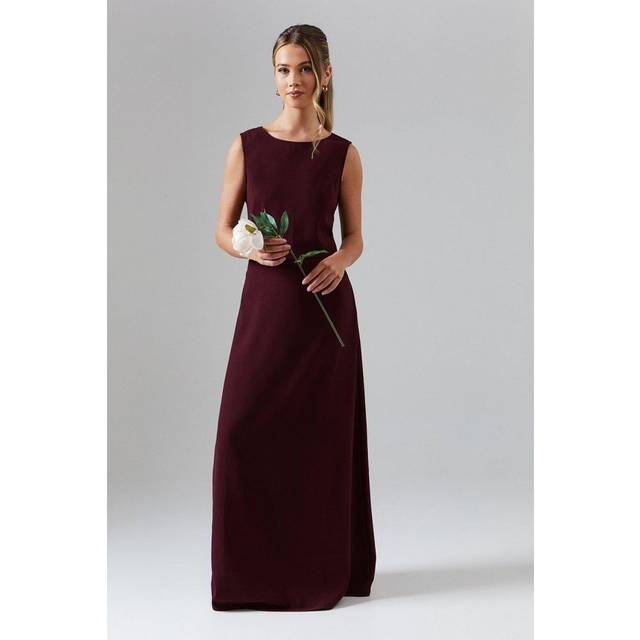 Teen Coast Cowl Back Satin Bridesmaids Maxi Dress - Malbec - 12-13 Years