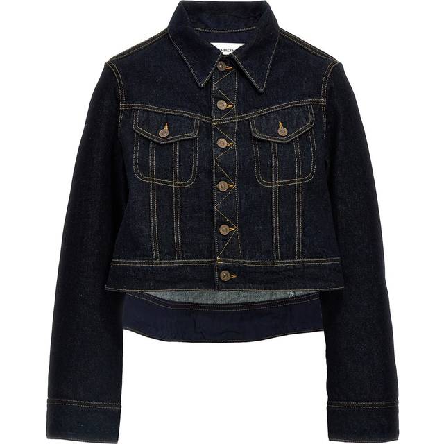 Victoria Beckham-Denim Cropped Jacket Piumini, Parka, Giacche Casual Blu-Donna - Blue - 4UK
