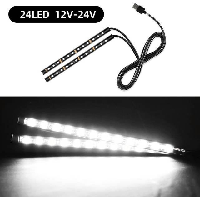 car lights 24 Led Bar Automotive Strip Universal Mood Foot car light Cigarette