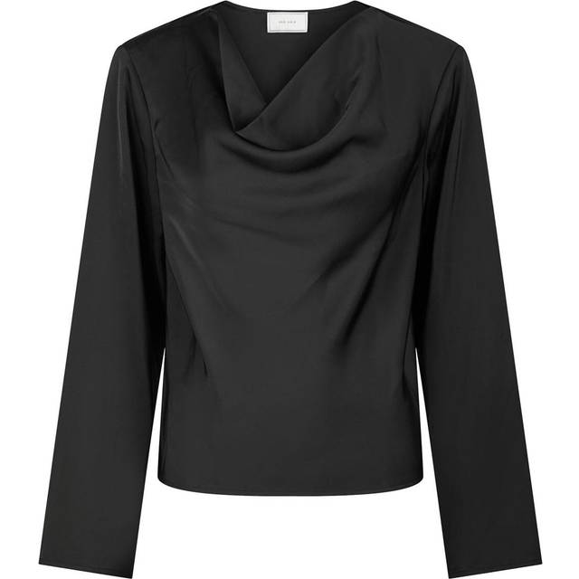 Neo Noir Vallista Soft Satin Blouse Dam Långärmade Blusar Stl. 38 - Från Magasin - Black (38)