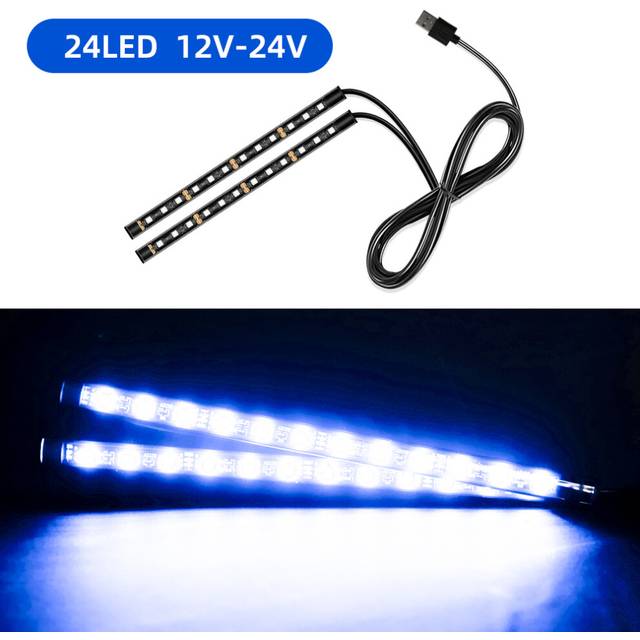 car lights 24 Led Bar Automotive Strip Universal Mood Foot car light Cigarette