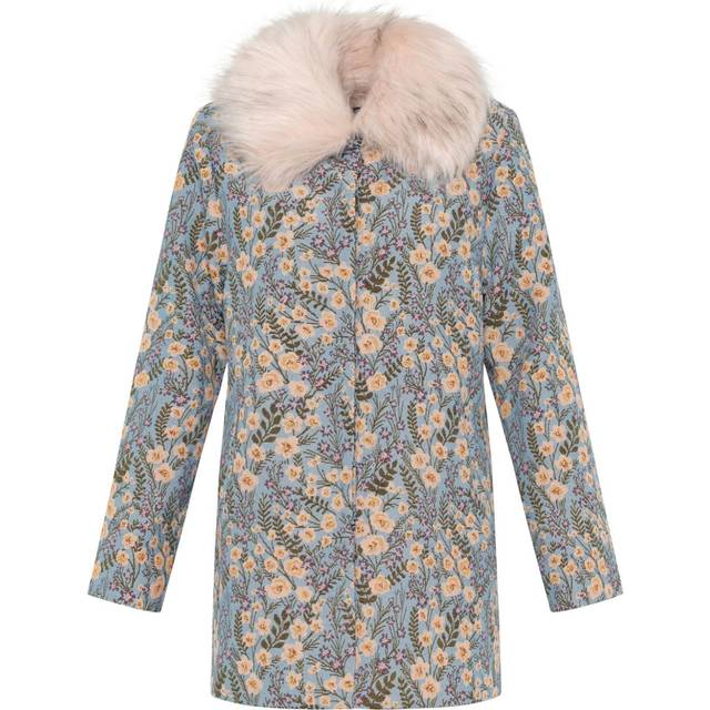 Unreal Fur - Feuilles Mortes coat - women - Cotton/Polyester/Artificial Fur - M - Blue