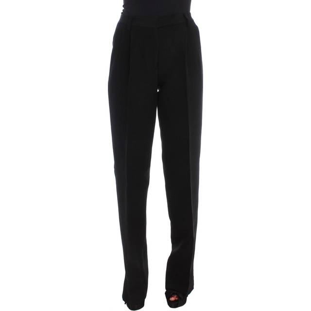 ERMANNO SCERVINO Women Striped Cotton Blend Wide Legs Pants - IT40|S - Black (IT42|M)