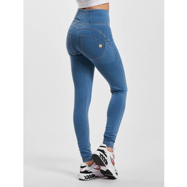 Freddy Wrup Denim - High Waisted - Full Length - Light Blue + Yellow Stitching  - 8, Light Blue