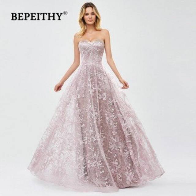 (Pink) BEPEITHY Lace Sweetheart Long Prom Dresses 2020 Gala Jurken Elegant Evening Dress Party Floor Length Ð¿Ð»Ð°ÑÑÐµ Ð½Ð° Ð²ÑÐ¿ÑÑÐºÐ½Ð¾Ð¹