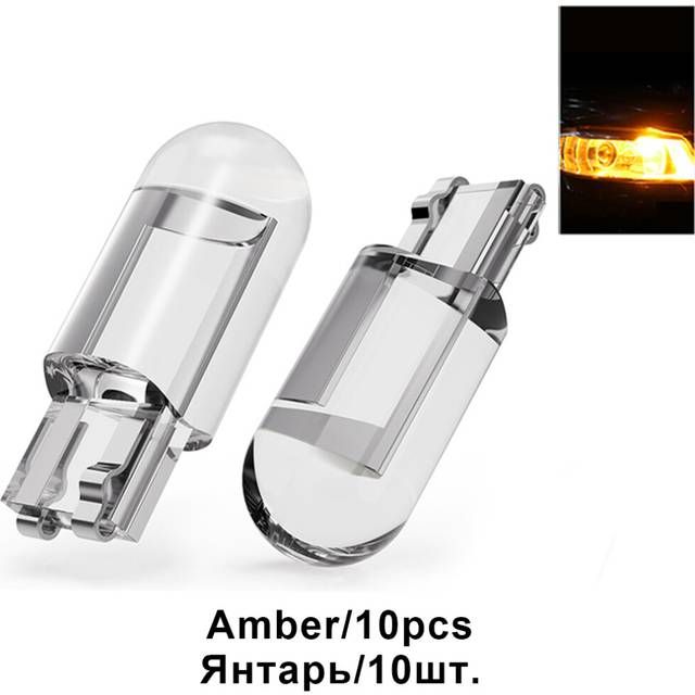 10Pcs T10 W5W 194 168 COB For LED Bulb Green Red 3000K Amber License Plate