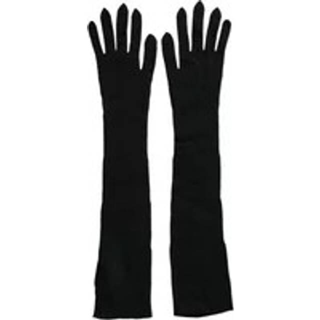 Black Cashmere Knitted Elbow Length Gloves - 8|M