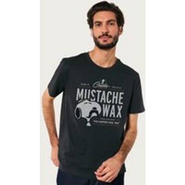 Snoopy Mustache Wax Peanuts Fathers Day T-Shirt - Black - XL