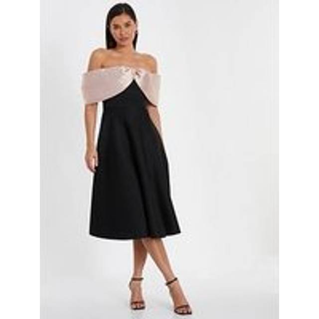 Bardot Midi Skater Dress - Black - Size 8 - Quiz
